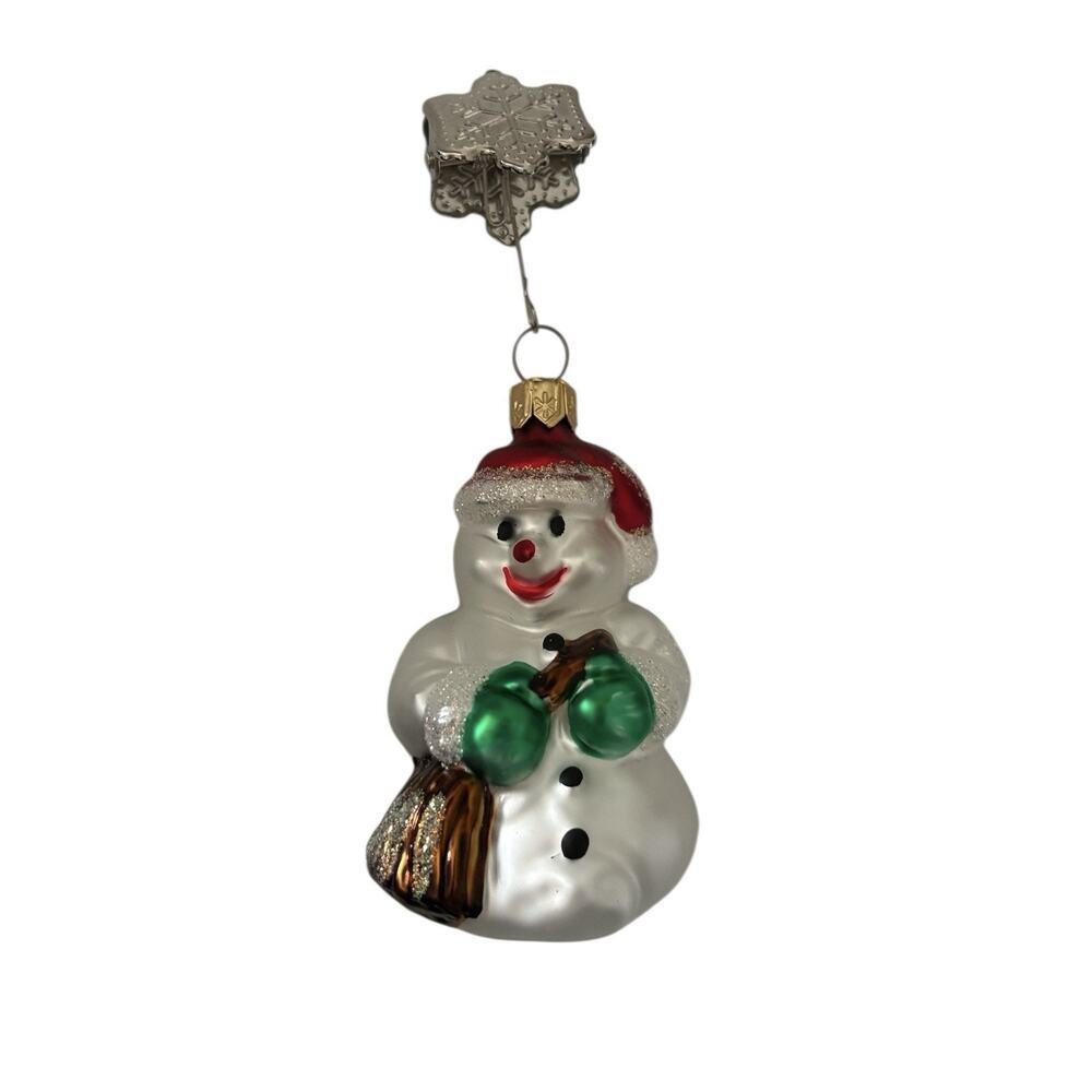 Snowman Mouth Blown Glass Tree Ornament Impuls Christmas Hand Painted